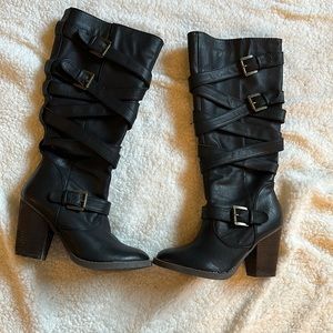 Women’s black high heel boots